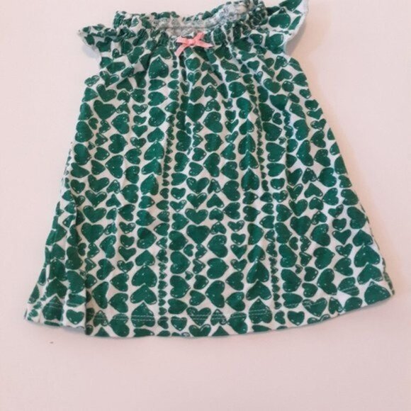 Child of Mine Baby Girls Shirt 0-3 Months White and Green Hearts - Picture 1 of 3